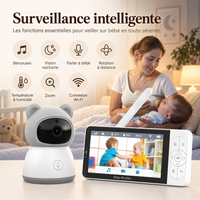 Écran parent 5 pouces et application mobile du babyphone ourson