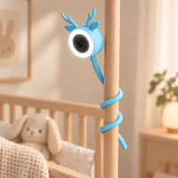 Caméra bleue fixée au montant du lit, orientée vers le matelas
