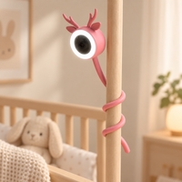 Caméra rose fixée au montant du lit, orientée vers le matelas