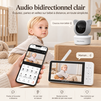 Audio bidirectionnel du babyphone Wi-Fi 5 pouces